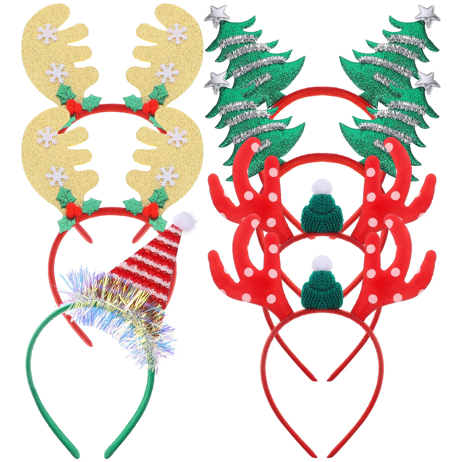 

7pcs Christmas Hair Hoops Cartoon Headbands Stretchy Party Costume Carnival Decorative Lightweight Eye-Catching Gift For Women