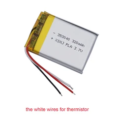 3.7V 320mAh 1.18Wh Polymer Li Lipo Rechargeable Battery Li ion 3 Wires Thermistor 353040 For GPS Music Player Bluetooth Speaker