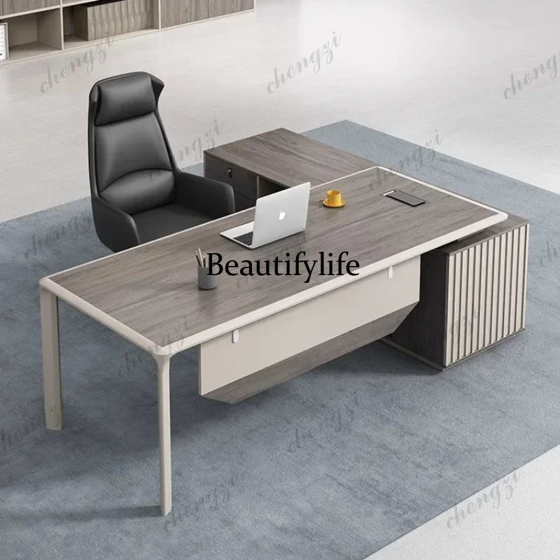 YL Modern Luxury Minimalist Boss President Executive Manager Desk Gaming Table Computer Desk Office Desks Storage Filing Cabinet