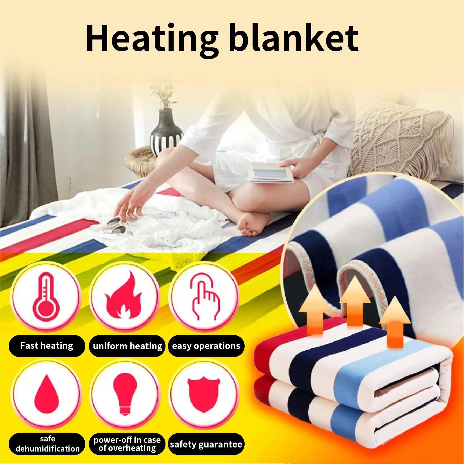 

Electric Heated Blanket Overheat Protection Body Warmers Fast Heating Electric Blankets Couch Throw For Couch Sofa Home Office