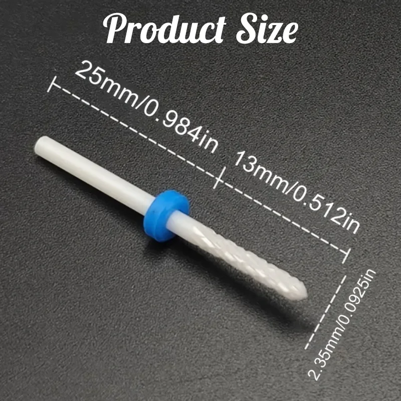 Testa per molatura per unghie in ceramica bianca Lucidatura per molatura per unghie Strumento per manicure elettrico Levigatrice per cuticole Accessori per utensili per punte da trapano