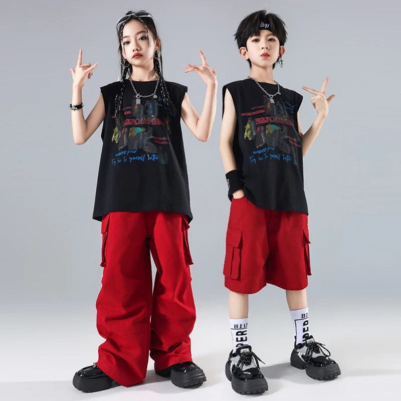 

Children Street Dance Jazz Hip Hop Costume Girls Kpop Stage Outfit Line Dance Clothing Boys Fashion Show Runaways Wear AMY492