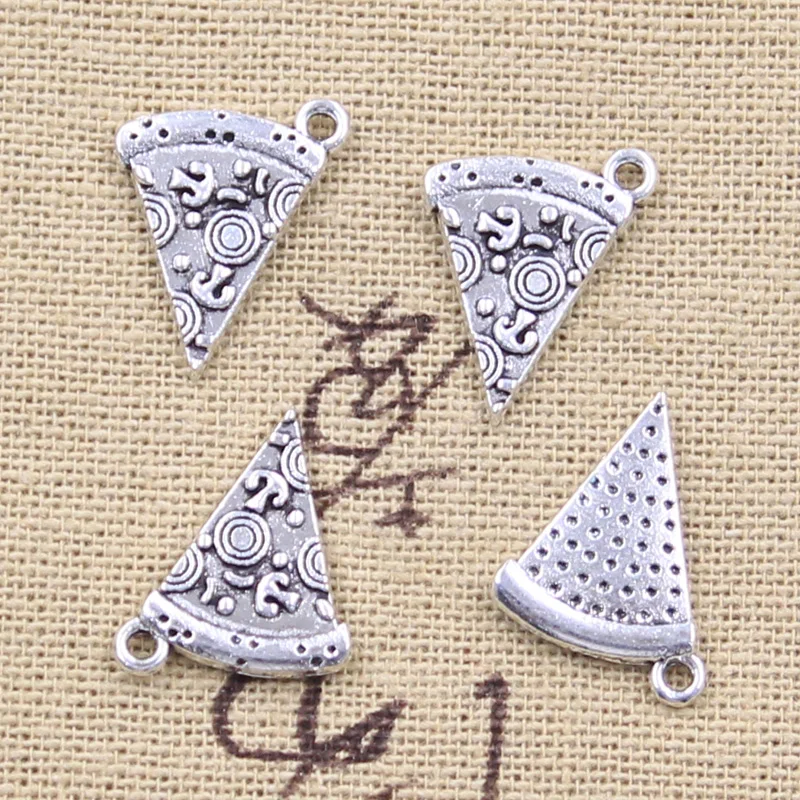 30 sztuk Charms jedzenie Pizza Cate 18x14mm antyczne srebro kolorowe wisiorki DIY rzemiosło dokonywanie ustaleń Handmade biżuteria tybetańska