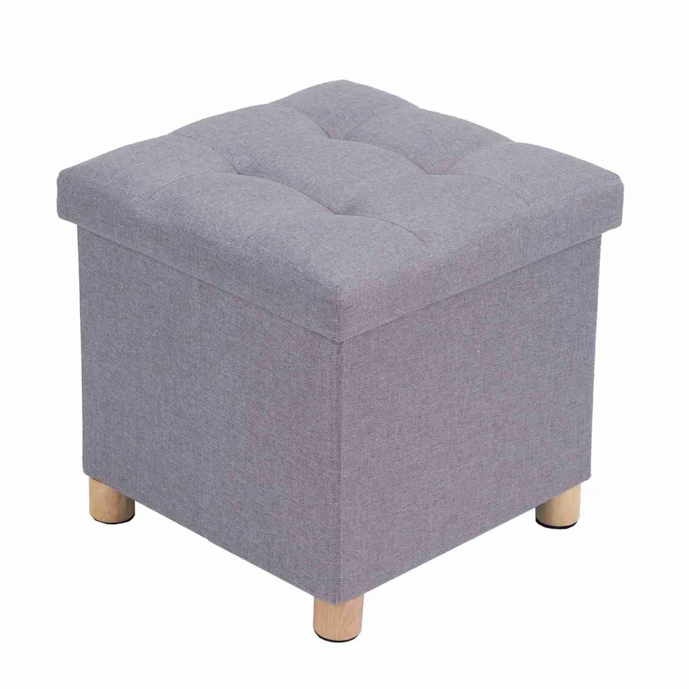 Fabric storage stool light gray warm cushion cube storage space is lightStools & Ottomans Multi-functional sofa stool