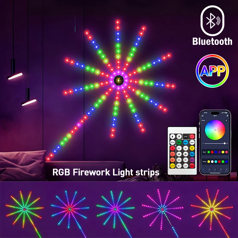 Smart Firework LED Strip Lights RGBIC Bluetooth APP Control USB 5V Changing Neon Sync Music Bedroom Dream Decor