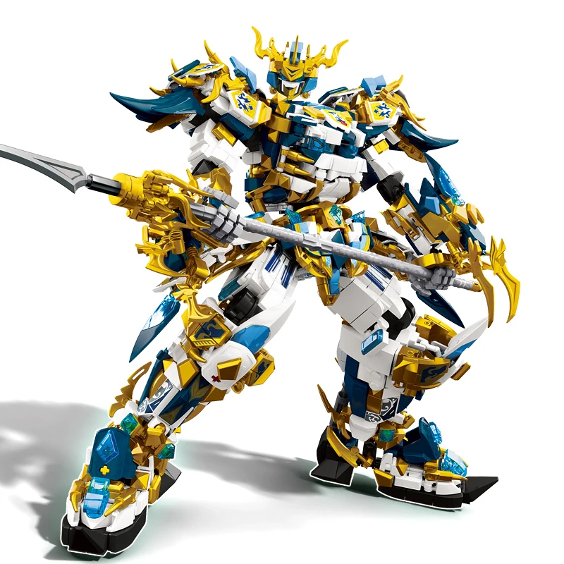 SunWuKong Warrior Mech Robot Building Blocks MOC Chinoiserie Action Figure Brick Children City Construction Display Toy