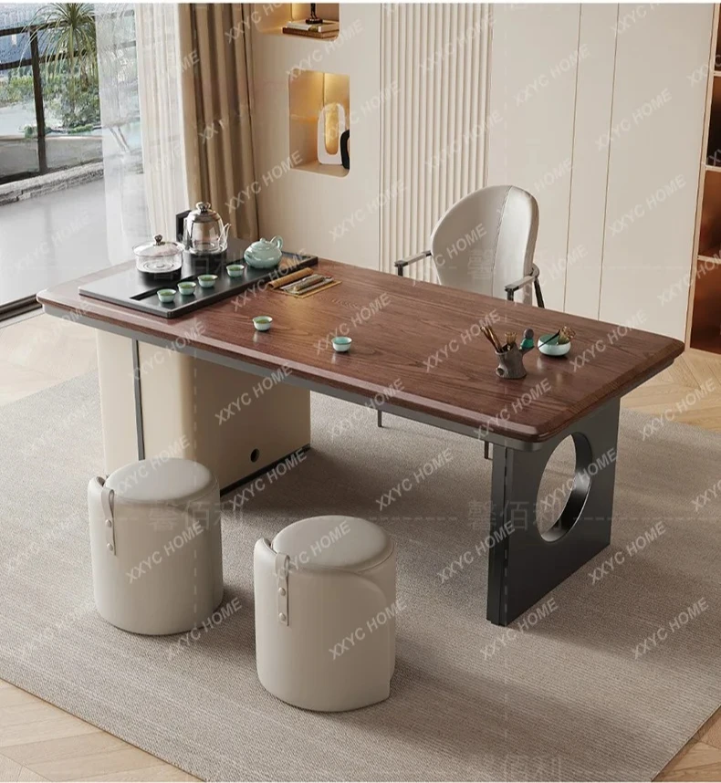 A  Japanese-style medieval style solid wood tea table and chair combination household tea table office integrated table