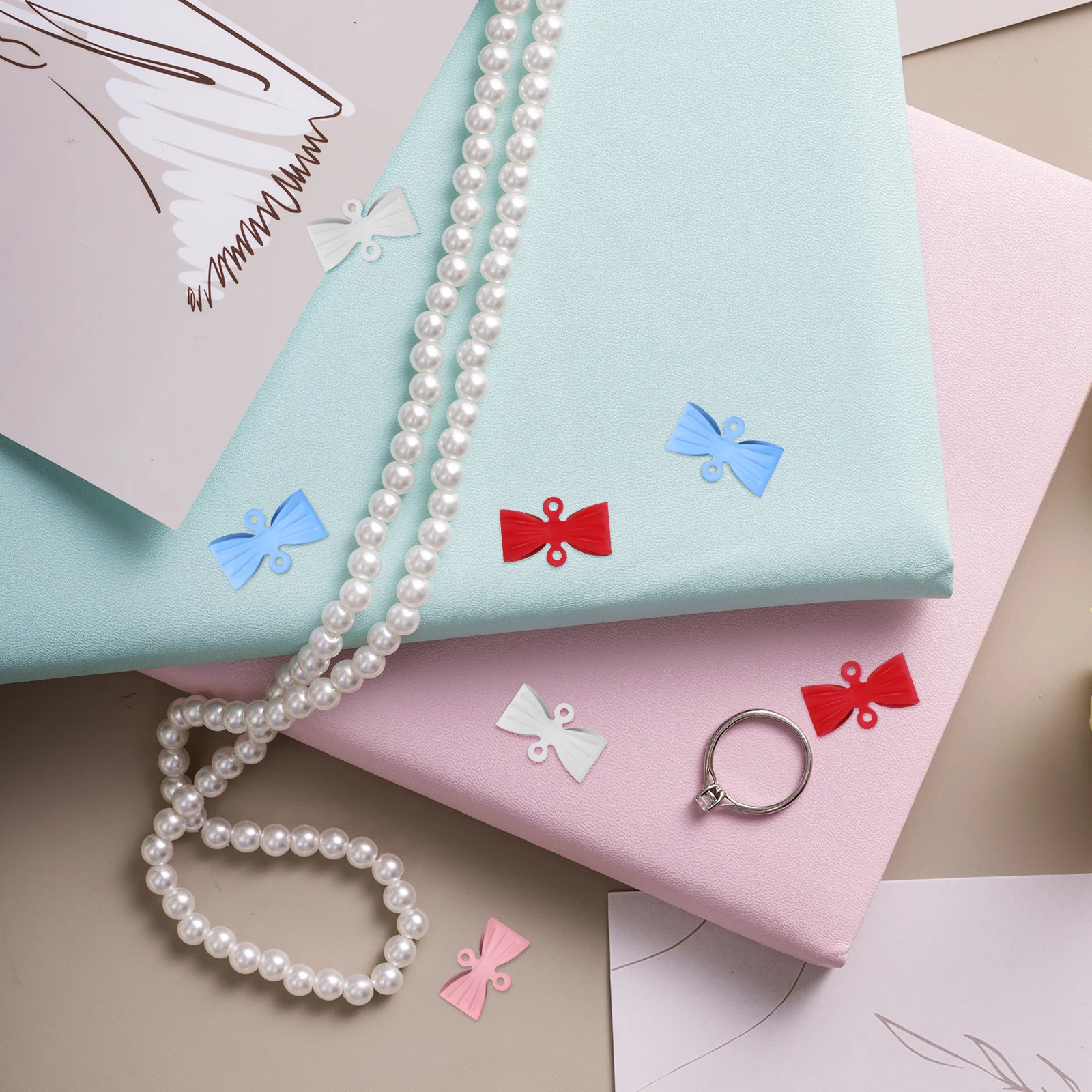 

40pcs Handmade Jewelry Making Supplies Bowknot Pendant Charms For Bracelet Keychain Necklace Craft Diy Accessories Alloy