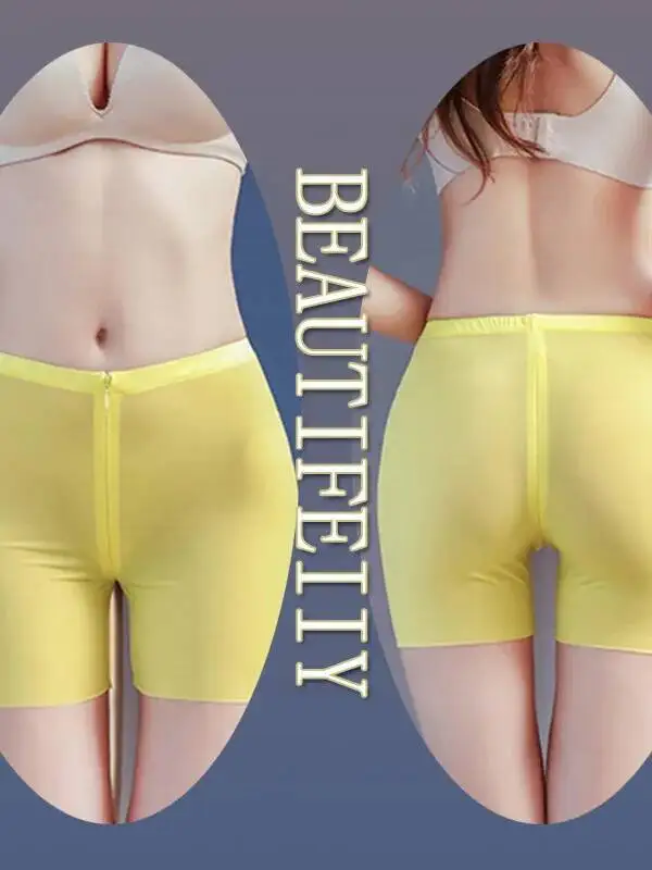 Short Leggings Medium Waist Large Flat Pants Women's Light Proof Ice Breathable Open File Zipper Free Shorts Casual Free TQKF