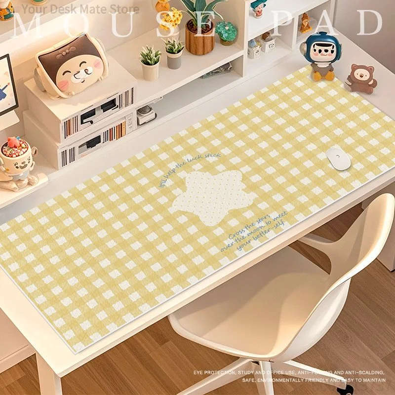 Colorful Grid Star Pu Leather Mousepad Office Desk Mat Mouse Pad Computer Speed Type Carpet Mat Player Laptop Keyboard Cartoon