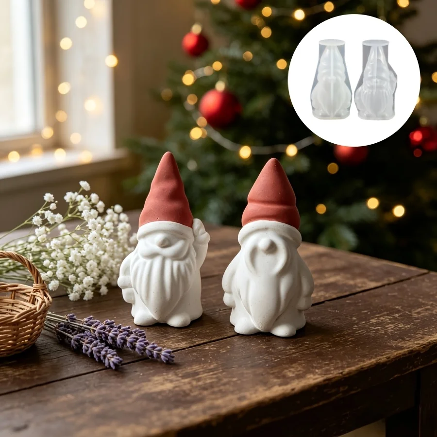 1/2pcs Santa Claus Figurine Molds for Christmas,  for Making Epoxy, Plaster, Candle,  Home Decoration Silicone Mold for Display