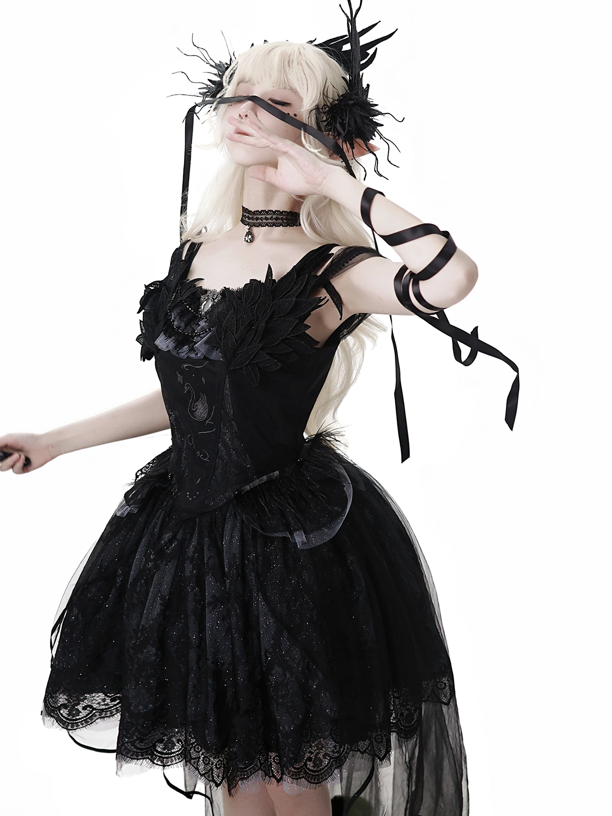 

Subculture Gothic Dark Hot Girl Suspender Dress High Sense Heavy Industry Evening Dresses Daily Temperament Black Lolita Dress