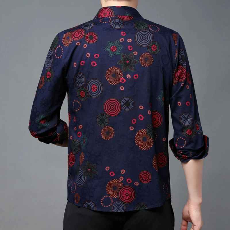 Men's Long-sleeved Autumn New Printed Shirts, Luxury Shirts for Stage, Parties, and Performances.Casual Leisure Top