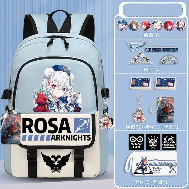 Breathable mesh 48x36x16cm Black Blue White,Arknights,Student Kids Teens School Bags,Large Capacity Anime Backpacks Girls Boys