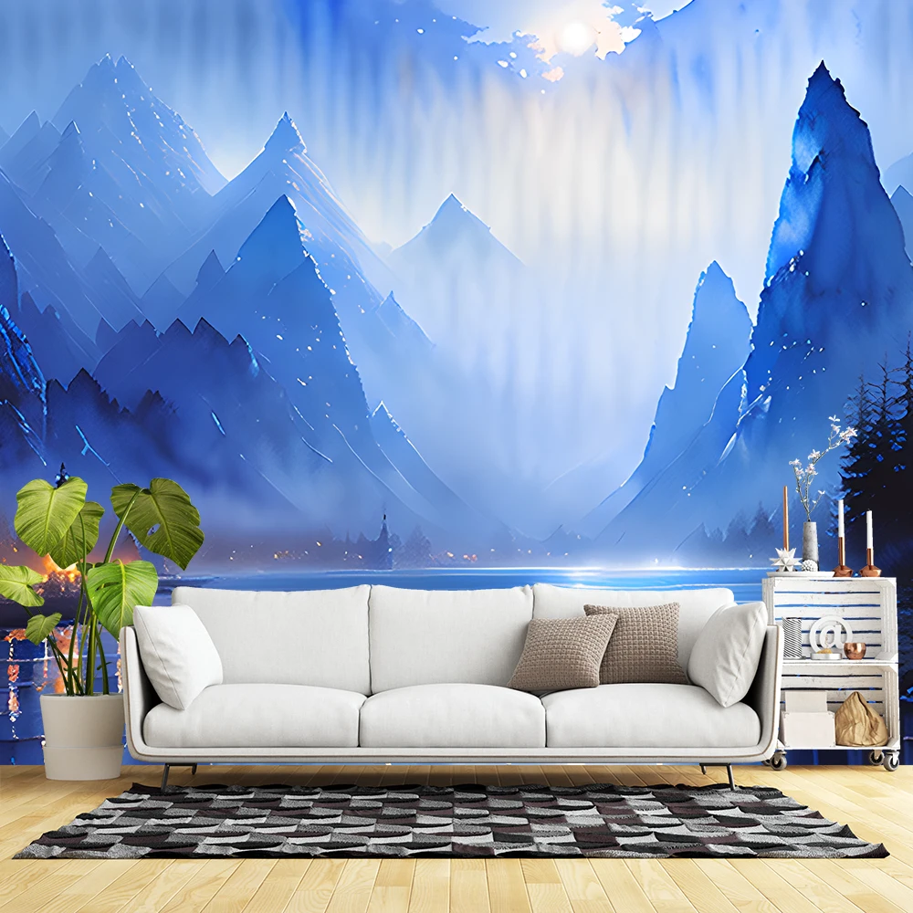 Colorful Drawing Nature Painting Self Adhesive Wallpaper Peel and Stick Living Room Wallpaper Funitures Cabinet Paper Decoration