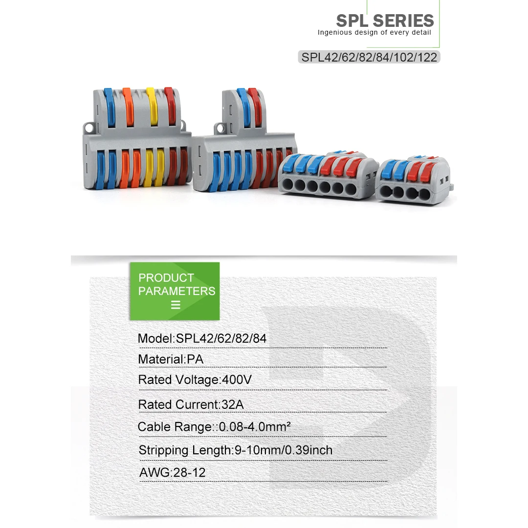 Quick Wiring Connector 1 in Multiple out Butt  Push-in Universal Compact Splicing Terminal Block For Home Led Strip Lighting SPL