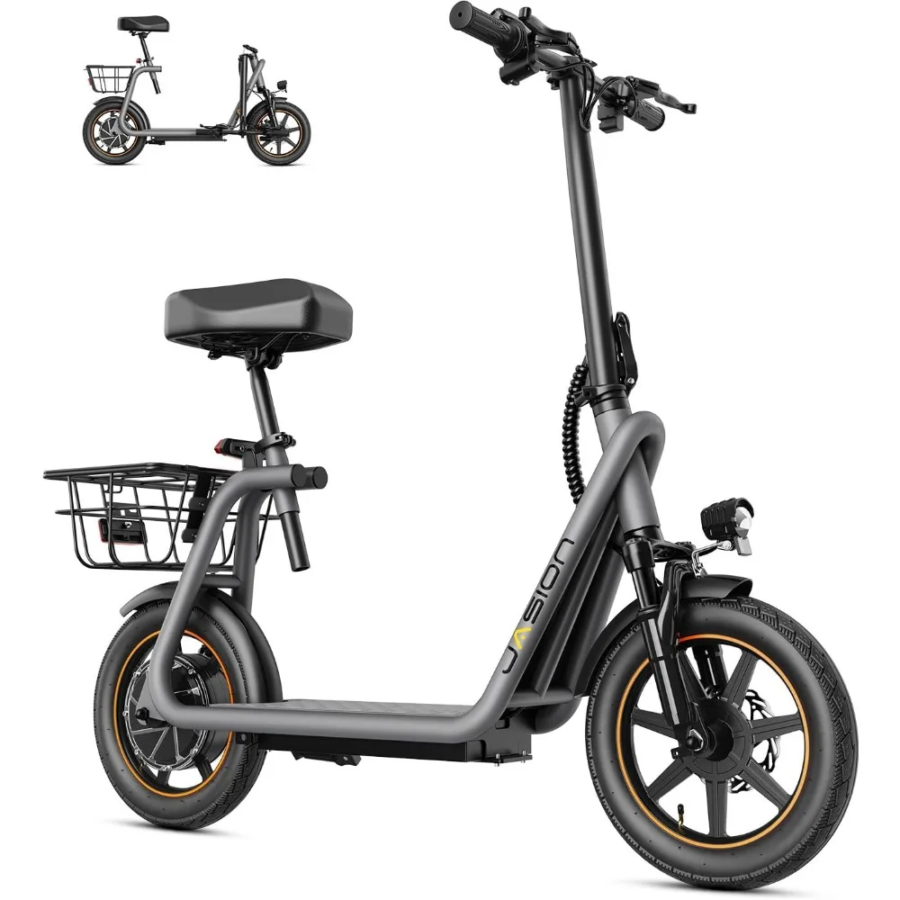 

Electric Scooter with Seat,650W Peak Motor Electric Scooters for Adults,20-Mile Ranges E-Scooter for Pets & Cargo,Foldable Sport
