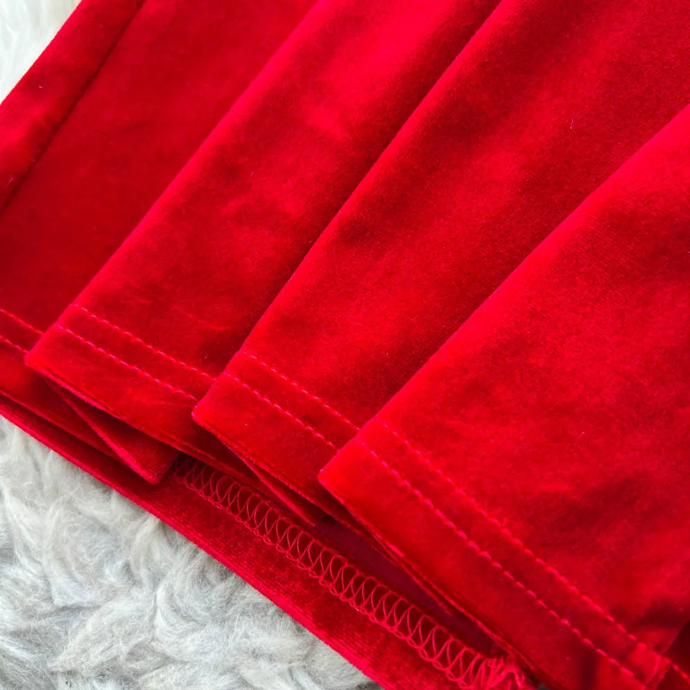 ملابس نسائية مثيرة أنيقة بدون أكمام وياقة قطرية من القطيفة مقسمة على الموضة الكورية العتيقة للحفلات المسائية #6