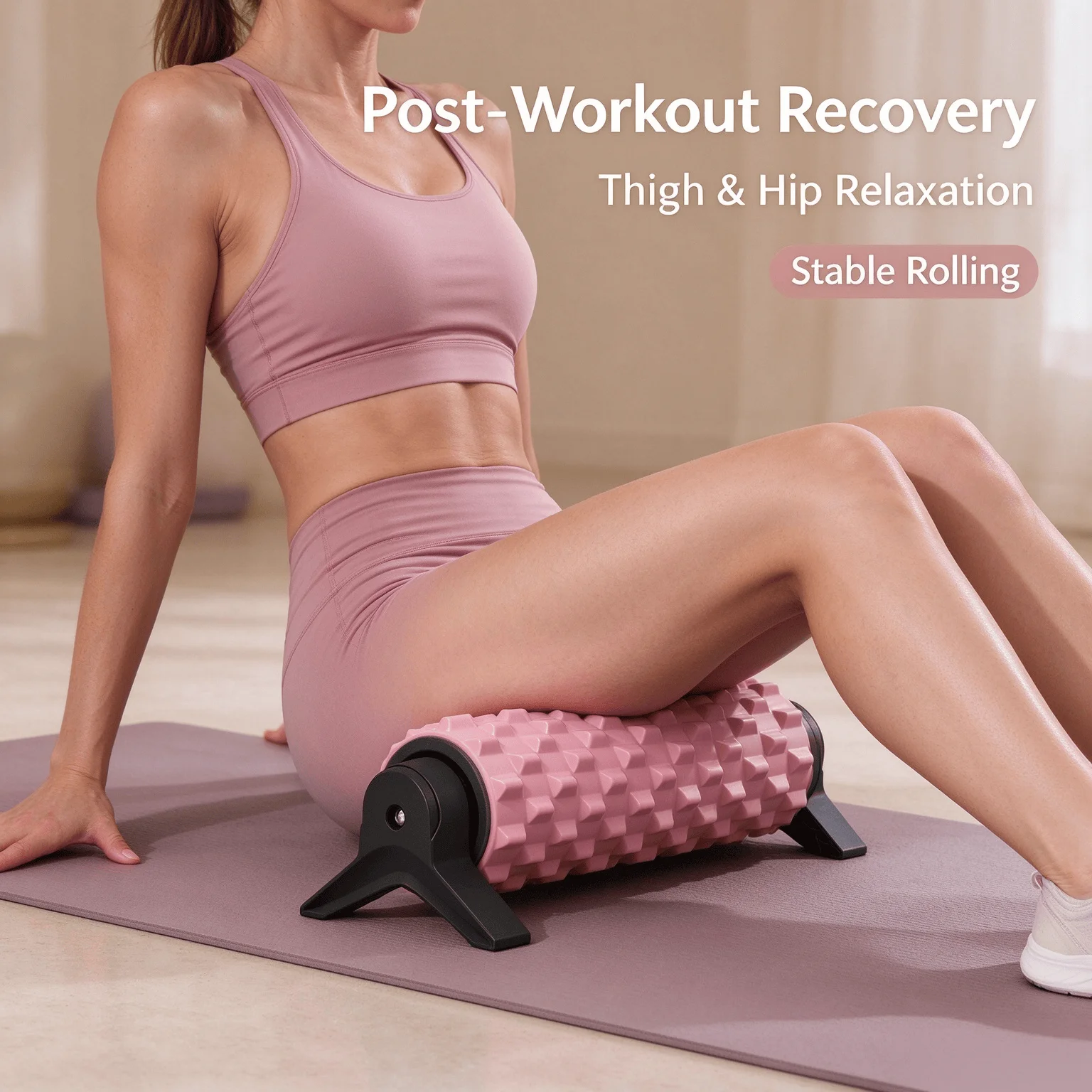 1 pcs 45cm Spiky Foam Roller with Support Bracket for Muscle Recovery