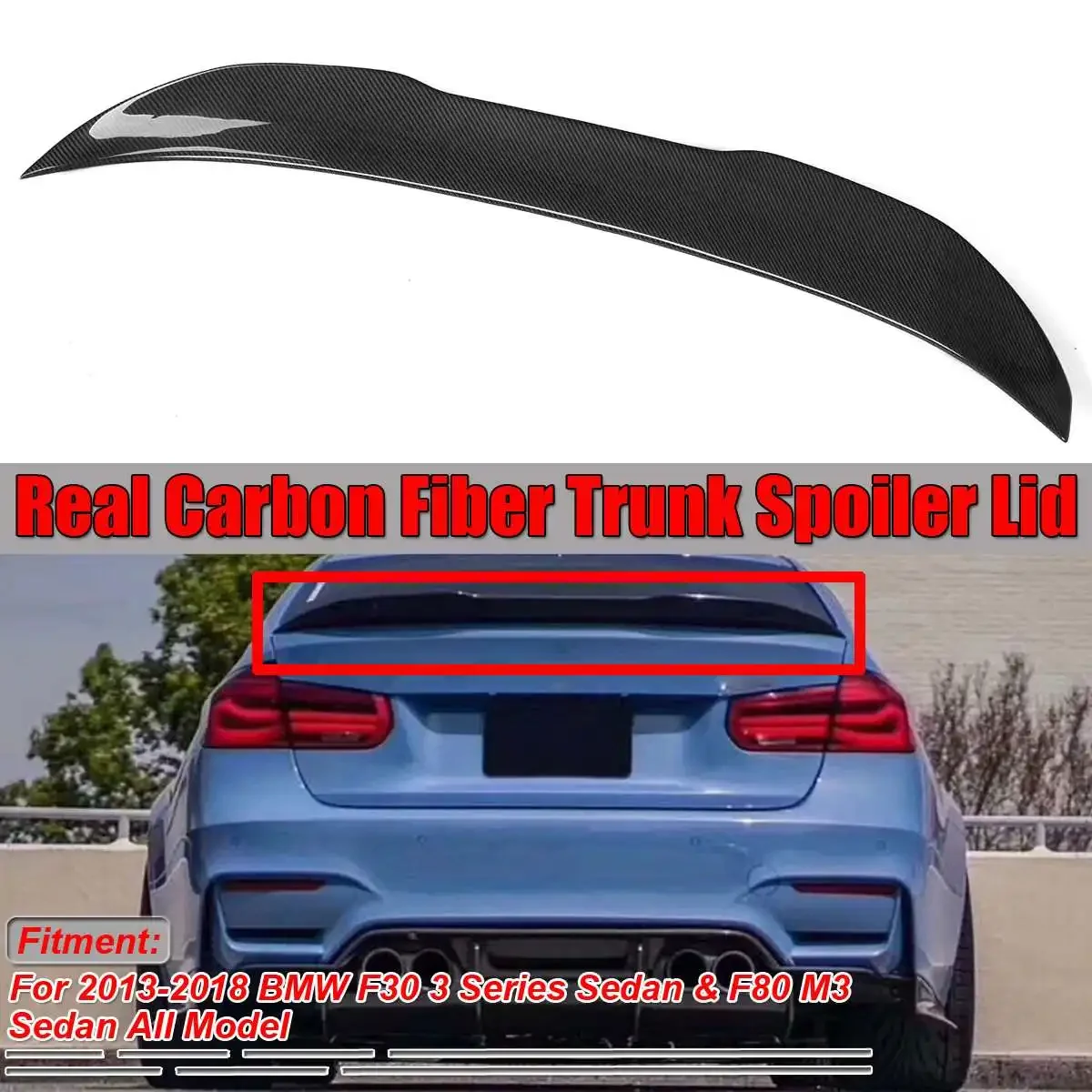 Real Carbon Fiber Car Rear Trunk Spoiler Lip Wing Extension For BMW F30 3 Series Sedan F80 M3 Sedan 2013-2018 Rear Spoiler Wing