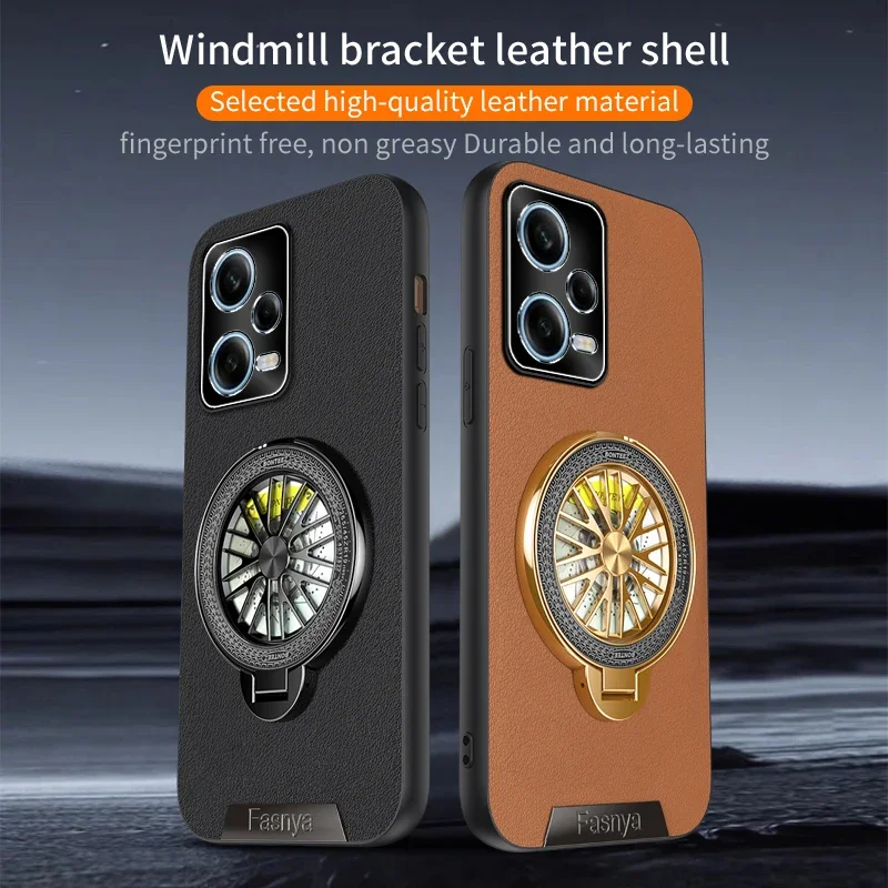 Leather Texture With Holder Phone Case For Redmi Note 12 Pro Plus 5G 4G Smart Protection Cases Shockproof Soft Back Cover