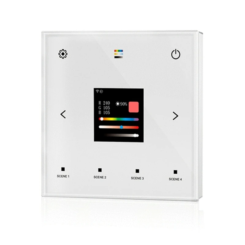 AC100-240V TPS-D-WT Tuya App 5In1 Wifi+RF Wall Mounted Touch Panel 1Chx2ma Single Color CCT RGB RGBCCT Led Strip Light-ABIU