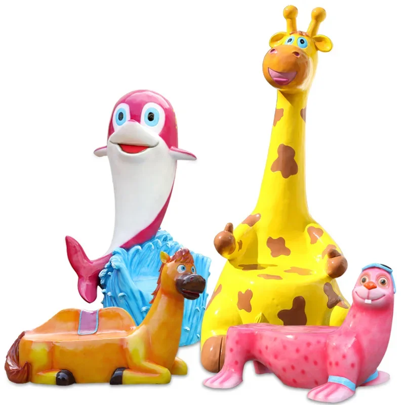 

FRP seat cartoon animal rest stool ornament outdoor park square kindergarten