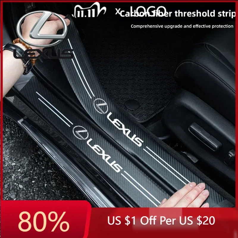 

2026 Hot Interior Stickers 4Pcs Car Door Sill Stickers Anti Scratch Protection Accessories For Lexus IS250 IS300 ES300 CT200h GX