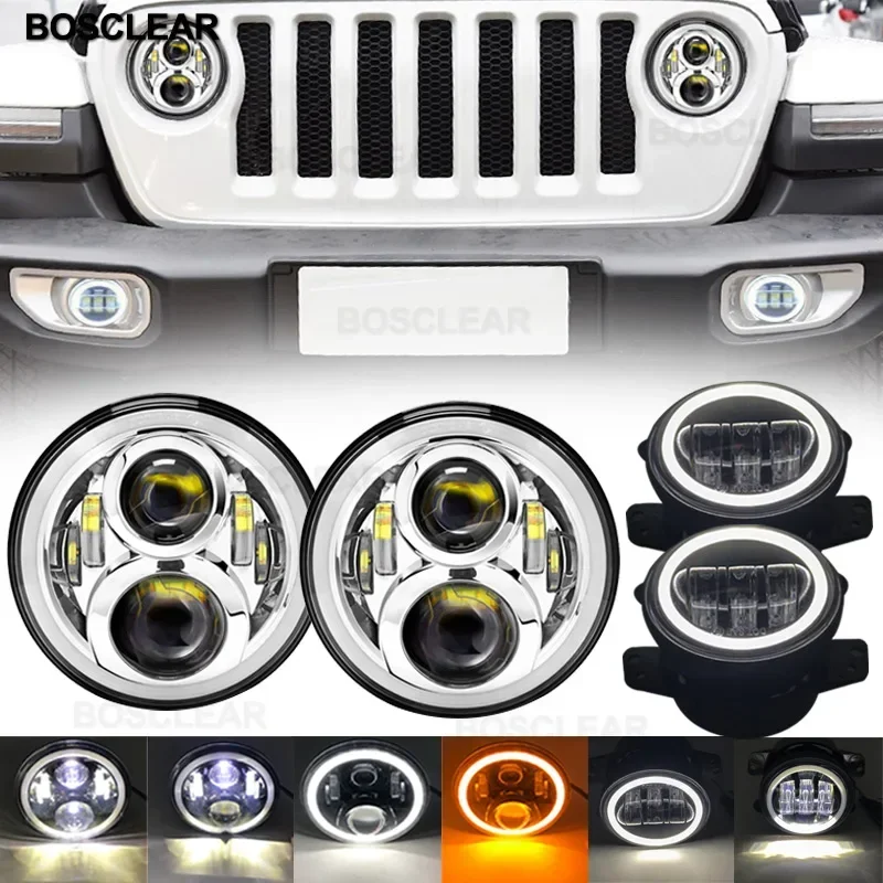 

4pc 7inch LED Headlights DRL Headlamp+4inch foglight for toyota fj cruiser series JTX Land Cruiser for Mazda Miata na mx5 miata