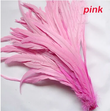 

Natural Rooster Tail Feather 100pcs/lots Cock Plume 25-45cm Pink Red DIY Clothing Jewelry Decoration Party Stage Performance