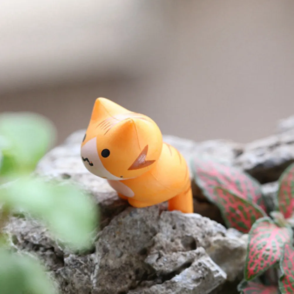 6Pcs PVC Cat Ornaments Miniature Creative Micro Landscape Garden Moss Bonsai Succulent Desktop Decoration PVC Cat Ornaments