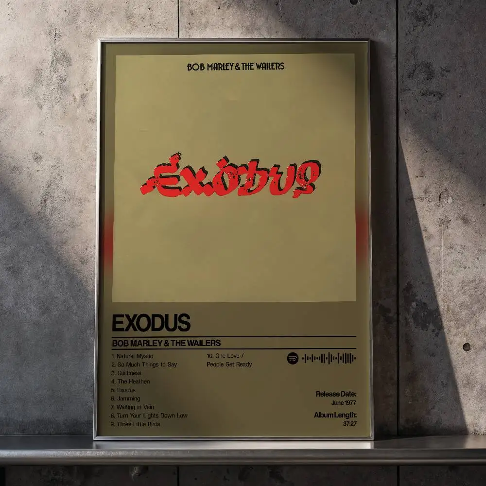 Exodus Bob Marley The Wailers Poster Self-adhesive Art Waterproof Paper Sticker Coffee House Bar Room