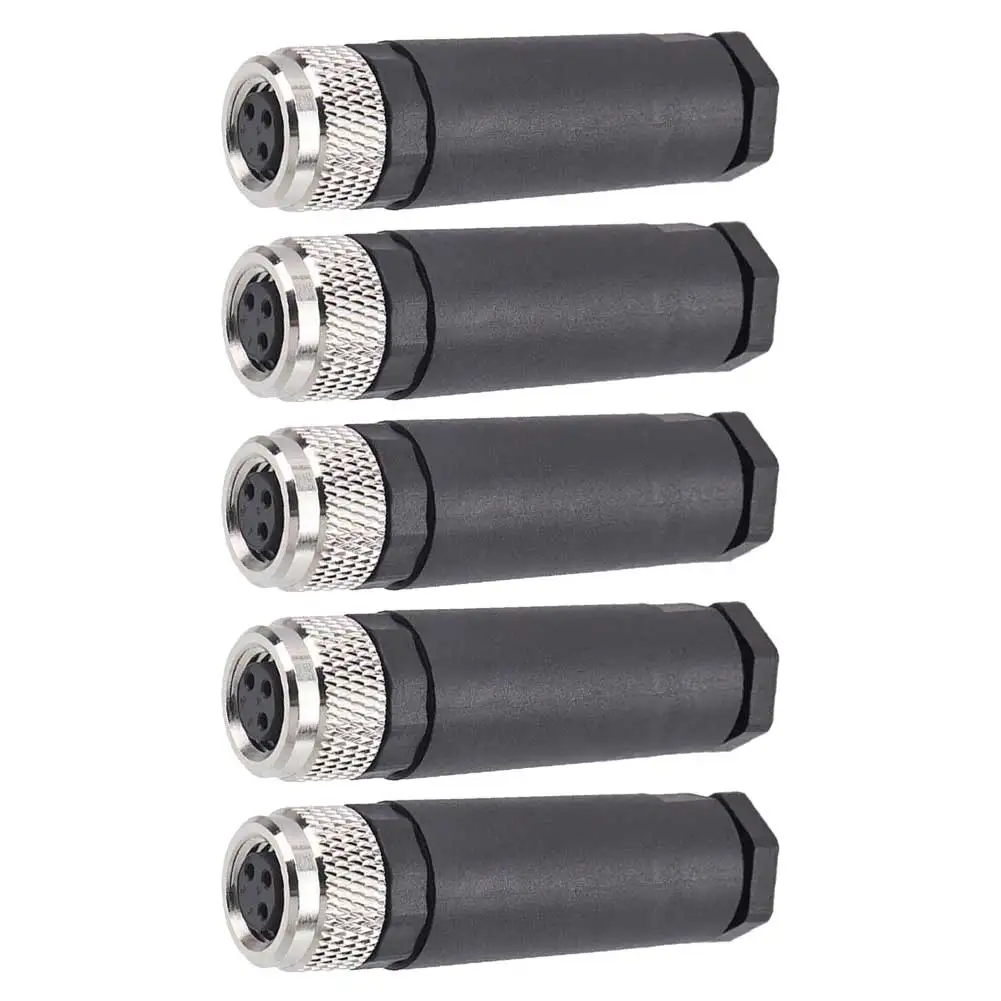 5pcs M8 34 Pin Female Aviation Connectors Featuring IP67 Waterproof Seal and Robust PA66 Plastic Shell for For industrial Use