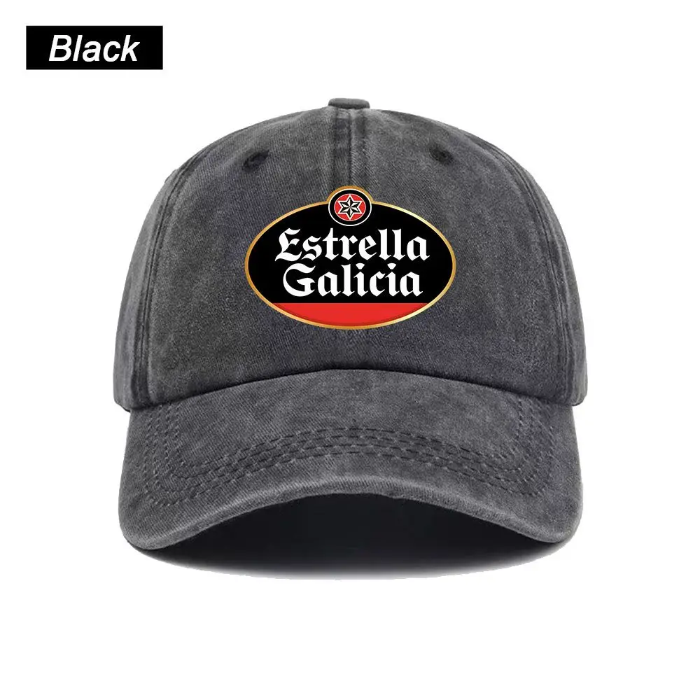 Vintage Washed Baseball Cap Estrella Galicia Logo Print Graphic Unisex Streetwear Casual Trucker Style Summer Cotton Sun Hat