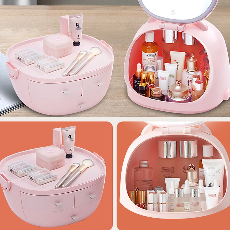 Imagem -04 - Grande Capacidade Cosmetic Storage Box Desktop Banheiro Beleza Maquiagem Organizador Cuidados com a Pele Armazenamento Gaveta Impermeável Dustproof