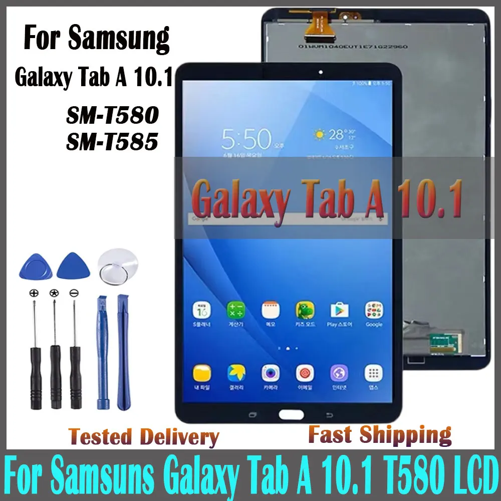 

New 10.1" For Samsung Galaxy Tab A SM-T580 T580 T585 LCD Display Screen Touch Screen Sensor Panel Digitizer Assembly LCD Replace