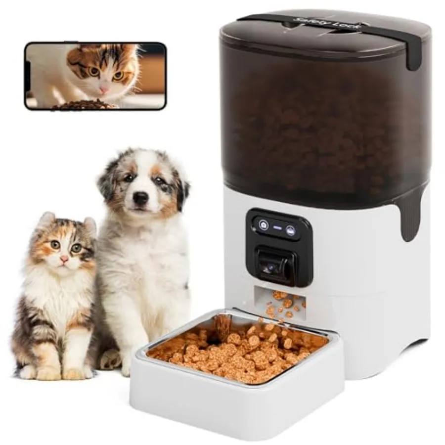 

6L Automatic Cat Feeder with Camera 1080P HD Camera Live Video Night Vision 2-Way Audio WiFi and App Remote Control Programmabl