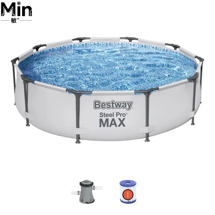 Hot Sale  56406 3.05m×0.76m Round Above Ground Metal Frame Swimming Pool Durable PVC Outdoor Family Kids Swimming Pool