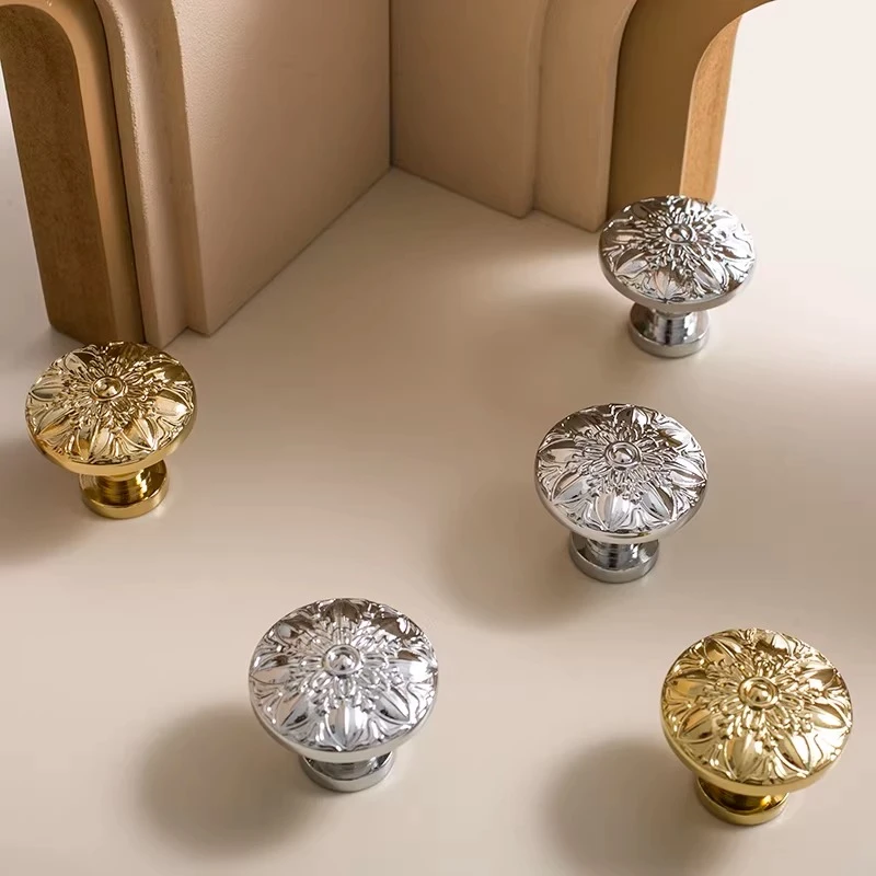 Brass French European Shoe Cabinets Drawers Knobs Hardware Furniture Handles Wardrobes Doors Gold Silver Snowflake Small Handles