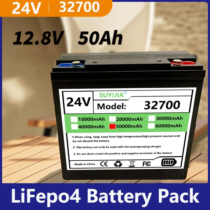 LiFePO4 32700 24V 50Ah Upgrade Large Capacity Lithium Iron Phosphate Battery Pack with Built-in 100BMS Port Protection Board