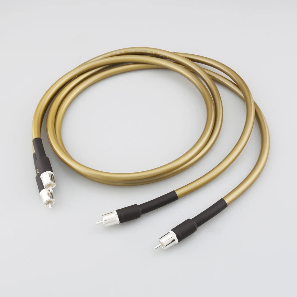 

1pair A70 hifi rca jack cable High Quality OFC pure copper plated silver 2RCA to2 RCA Audio Cable Line Wire