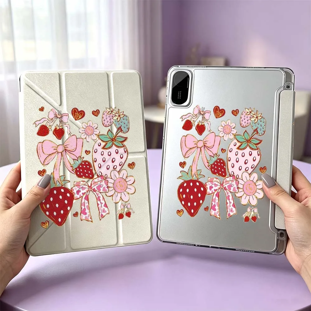 

Strawberry Bowknot Heart Cool For Xiaomi Redmi Poco Pad 8 7 6 5 Pro SE 5G 11.2 12.1 11 inch 3Y Tablet Case