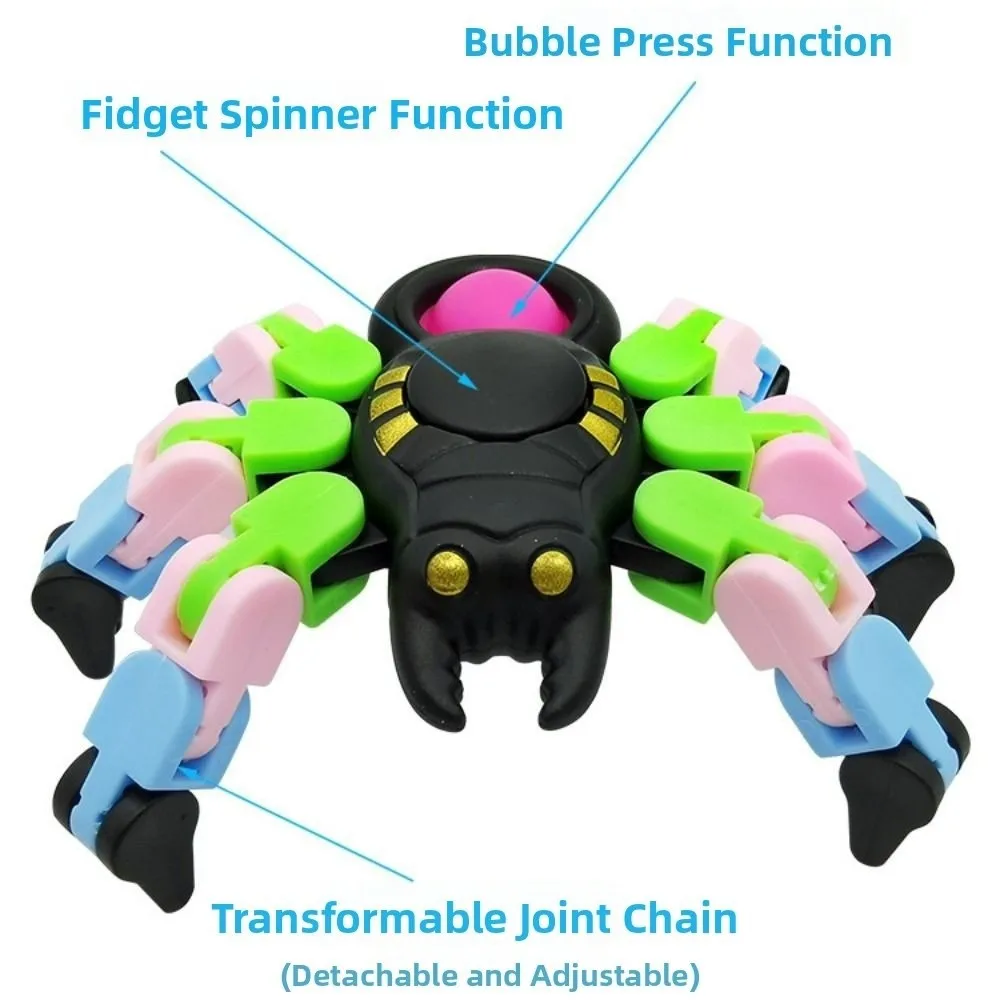 10 pièces/ensemble chaîne Transformable chaîne mécanique Fidgets Gyroscopes araignées mécaniques transformer farfelu piste Spinner