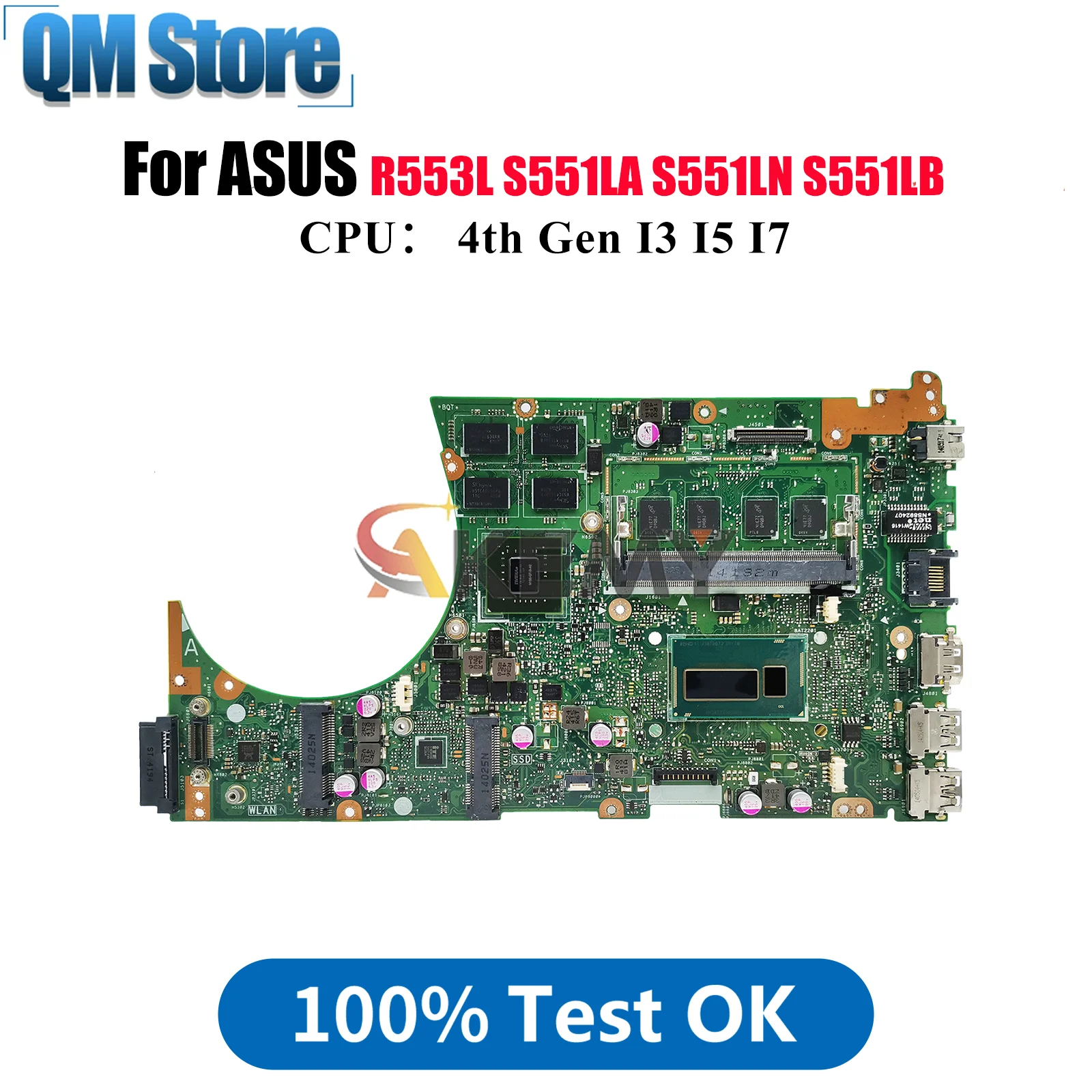 

S551LN Материнская плата для ноутбука ASUS VivoBook S551LN S551L S551LB R553L S551LA Материнская плата для ноутбука с процессором I3 I5 I7 100% тестирование ОК