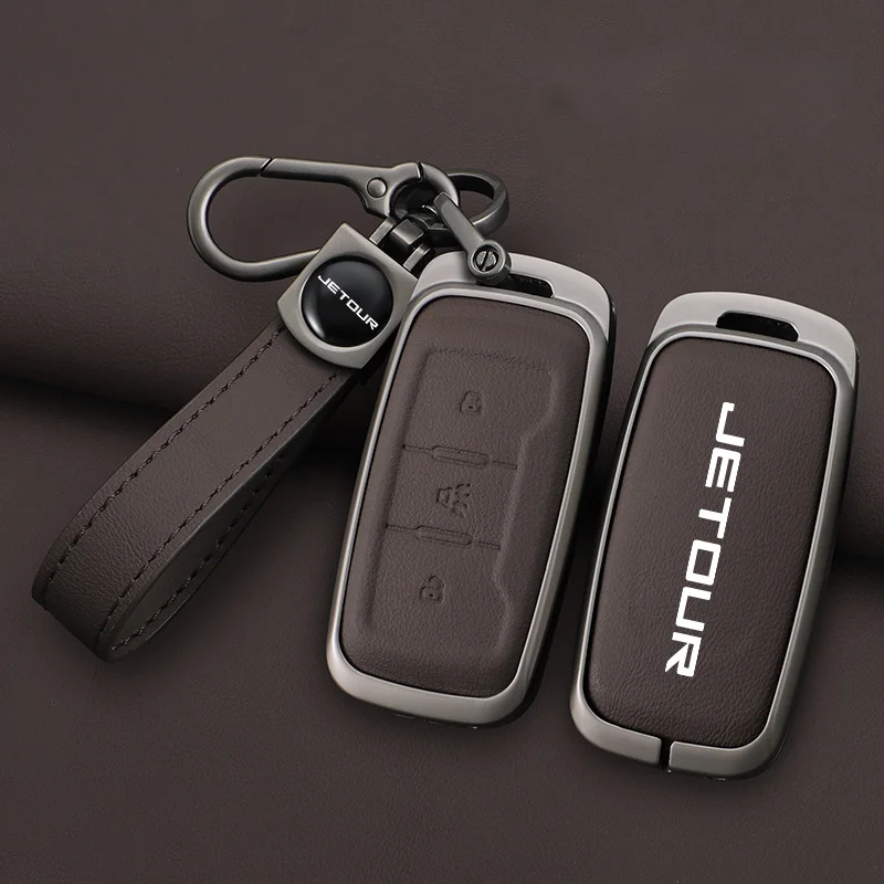 

Zinc Alloy Leather Car Remote Key Case Cover Holder Fob Protector Shell for Chery Jetour X70 X70S X70M X90 Cowin X3 X5 K60