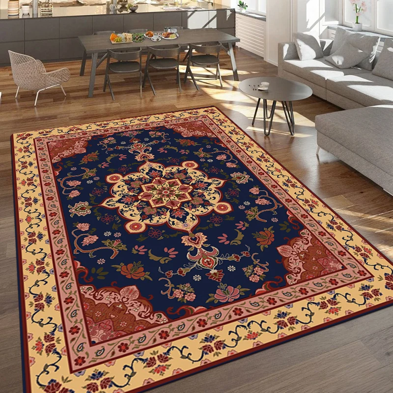 

Persian Style A Flower Pattern Printed Rectangle Carpet Art Rug For Bedroom Living Room Soft Fluffy Rug Nonslip Mat Home Decor