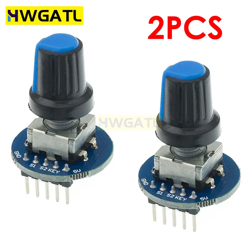 2PCS Rotary Encoder Module Brick Sensor Development Round Audio Rotating Potentiometer Knob Cap EC11