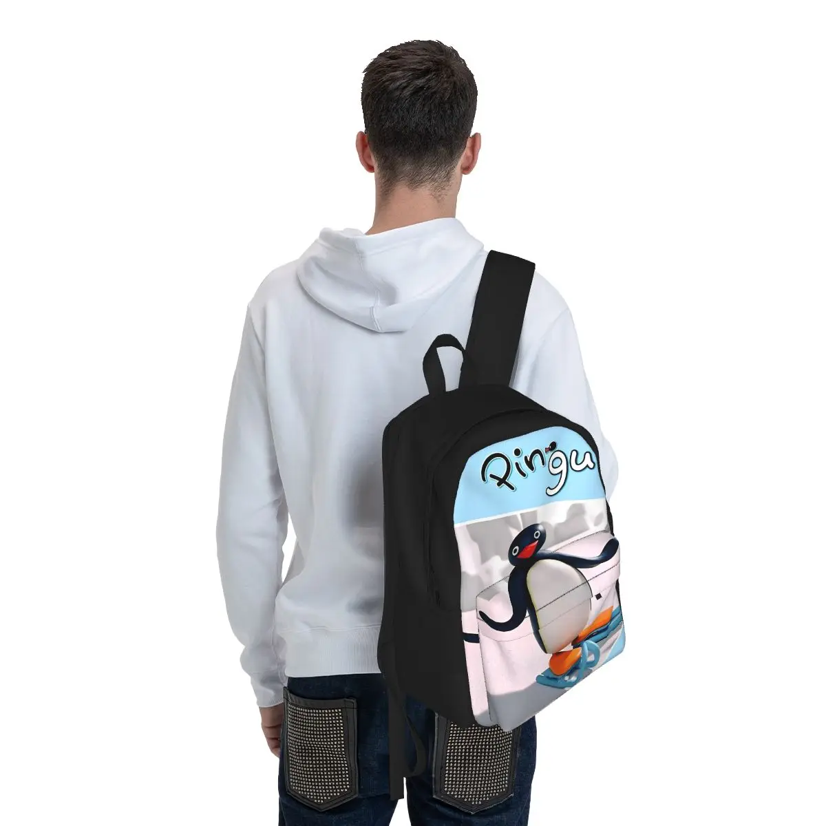 Pingu PenEcolCute Animal Anime Sac à dos pour femme, sac d'école décontracté pour enfants, sac à dos pour ordinateur, adolescent, initié, Mochila, 3D