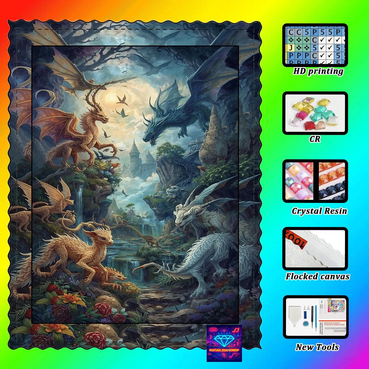 【MATIAS DIAMOND ART】Feilong Canyon Resin Diamond AB Diamond Crystal Diamond Fairy Dust Diamond Painting