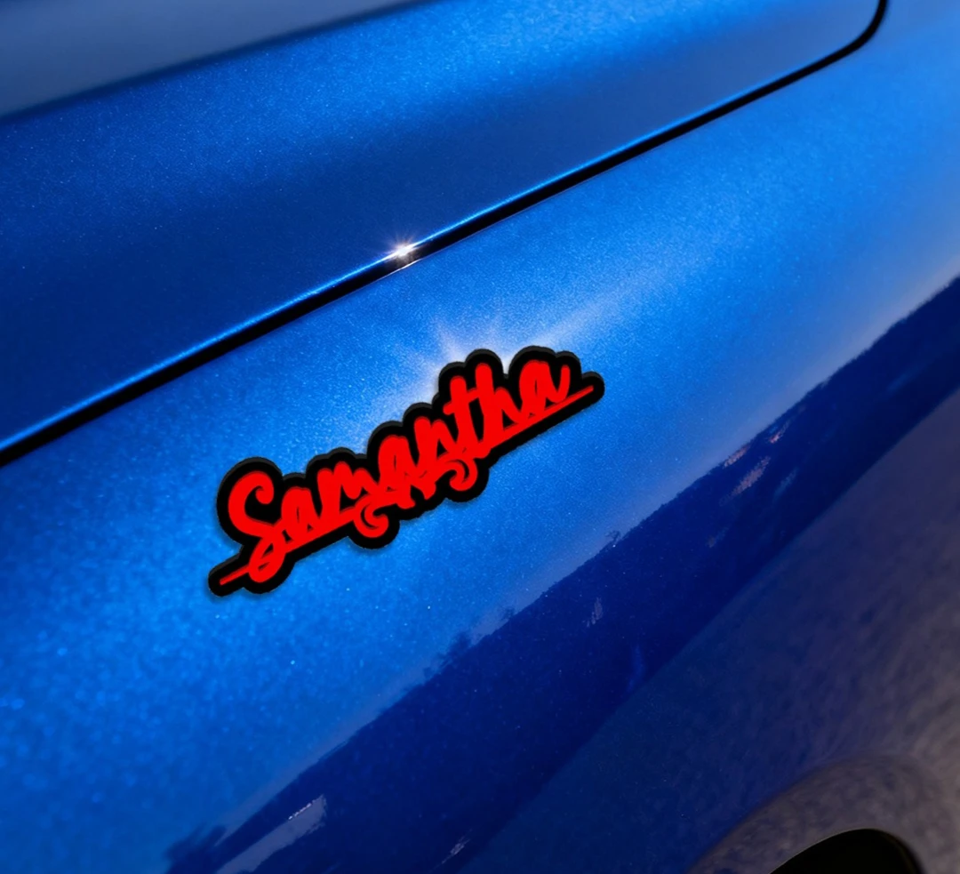 Minimalist Samantha Underline Acrylic Car Sticker, Waterproof Personalized Decal, Easy Application for Car Trunk, Door, Window